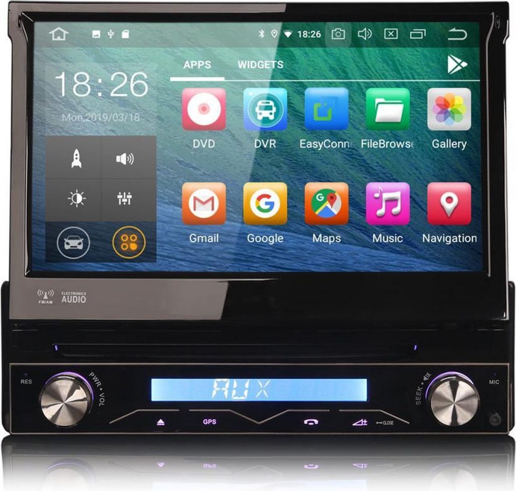 1 Din Android 10 autoradio met uitklapbare scherm